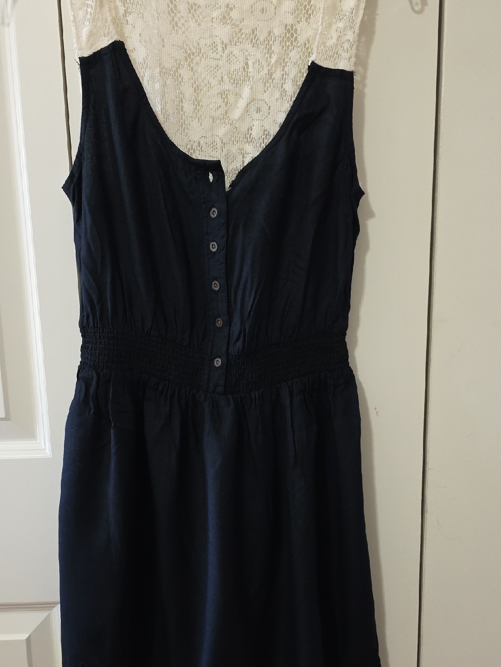 Charlotte Russe Navy Dress with Lace Yoke